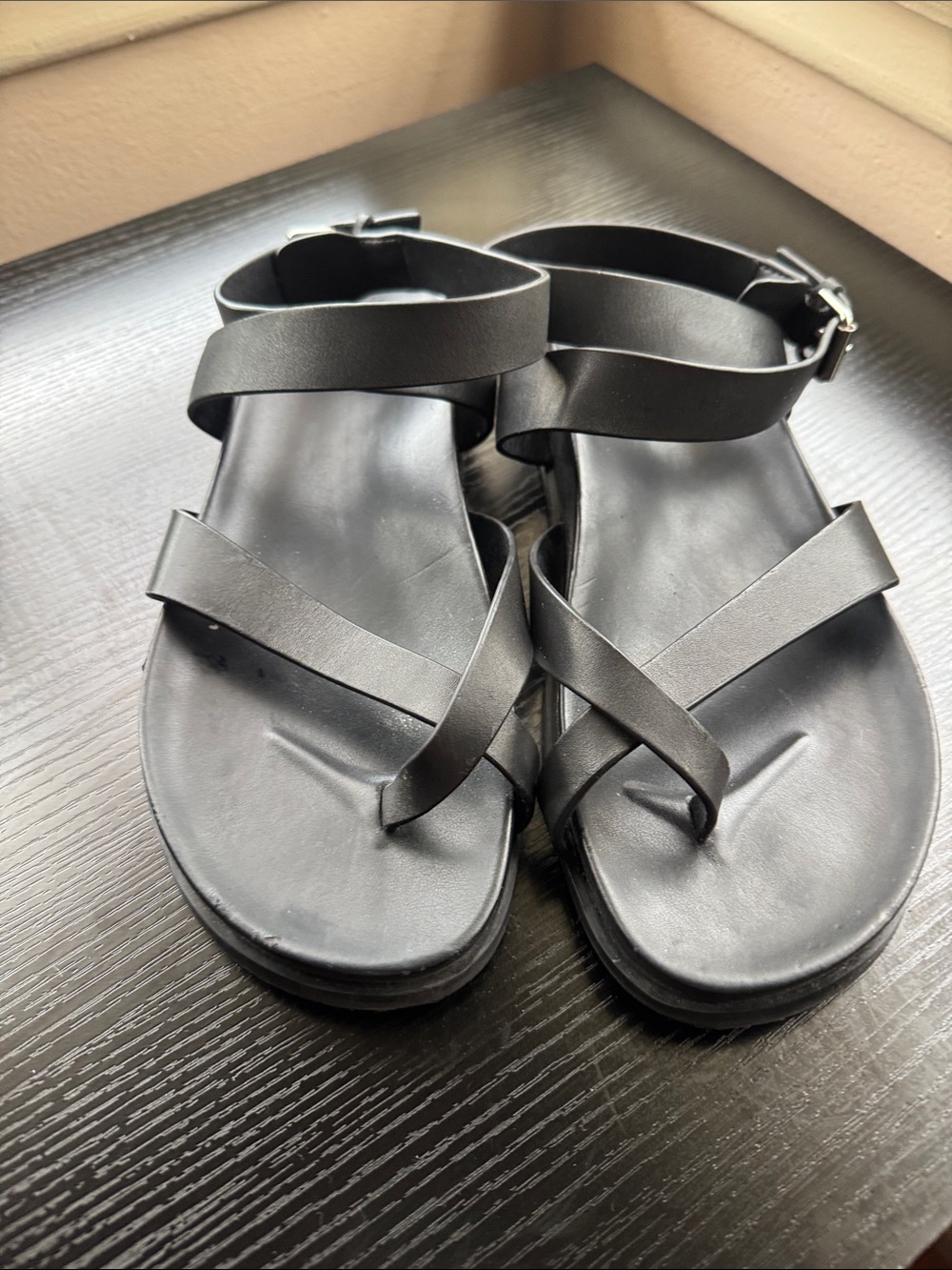 Marc Fisher Black Crisscross Ankle-Strap Sandals